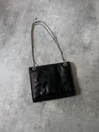 Bottega Veneta Vintage Leather Shoulder Clutch Bag Black