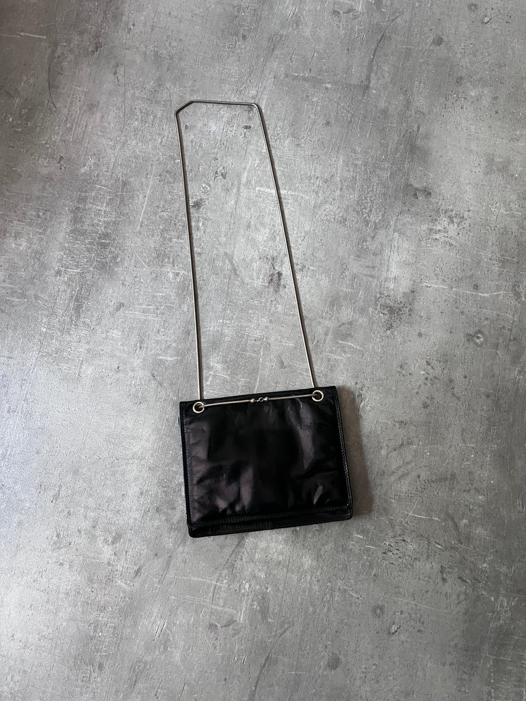 Bottega Veneta Vintage Leather Shoulder Clutch Bag Black