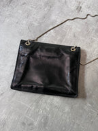 Bottega Veneta Vintage Leather Shoulder Clutch Bag Black