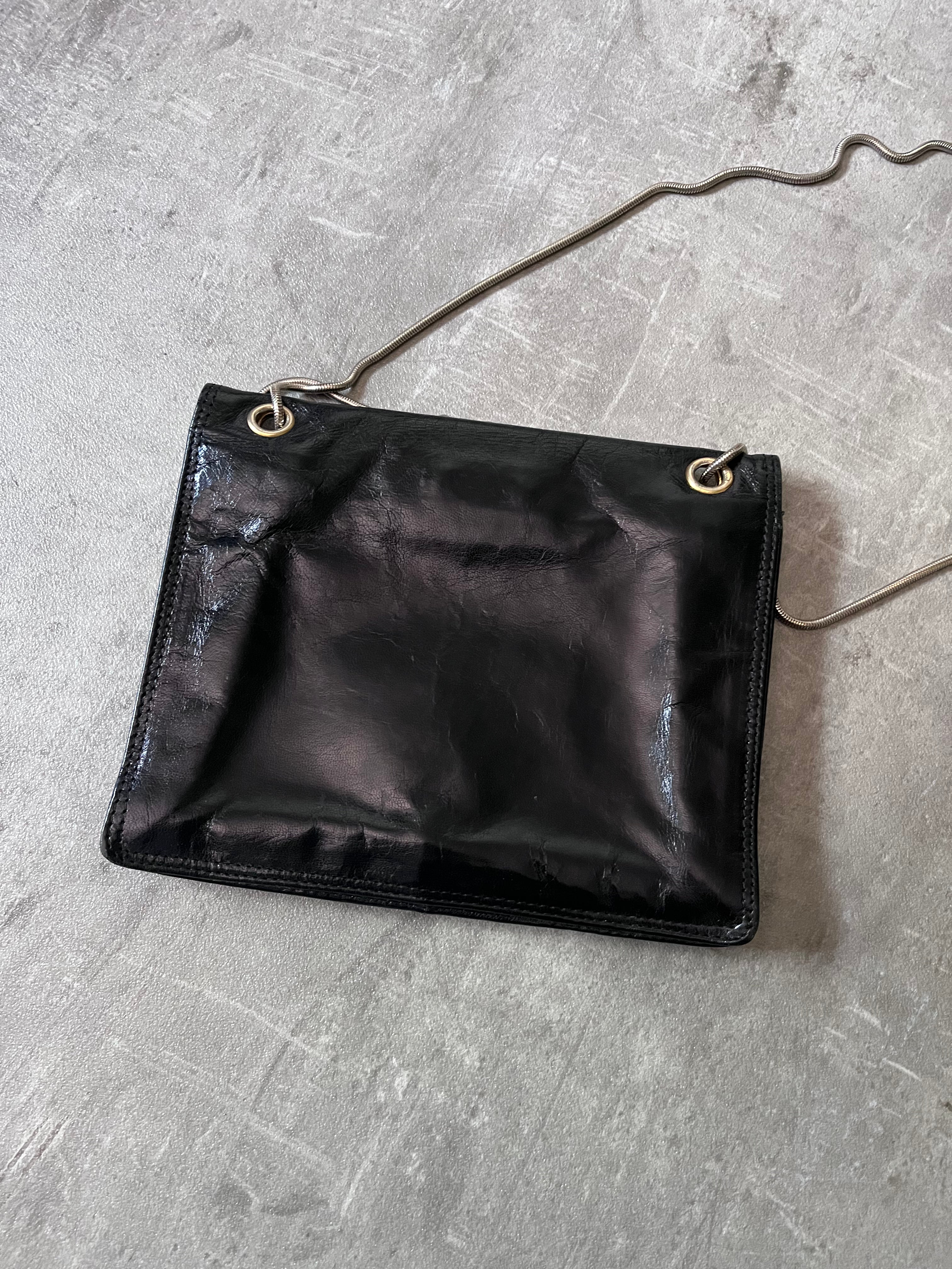 Bottega Veneta Vintage Leather Shoulder Clutch Bag Black