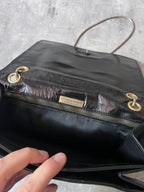 Bottega Veneta Vintage Leather Shoulder Clutch Bag Black