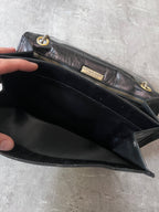 Bottega Veneta Vintage Leather Shoulder Clutch Bag Black