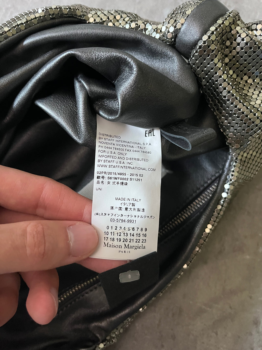 2015 Maison Margiela Aluminum Painted Sequins Handbag Silver