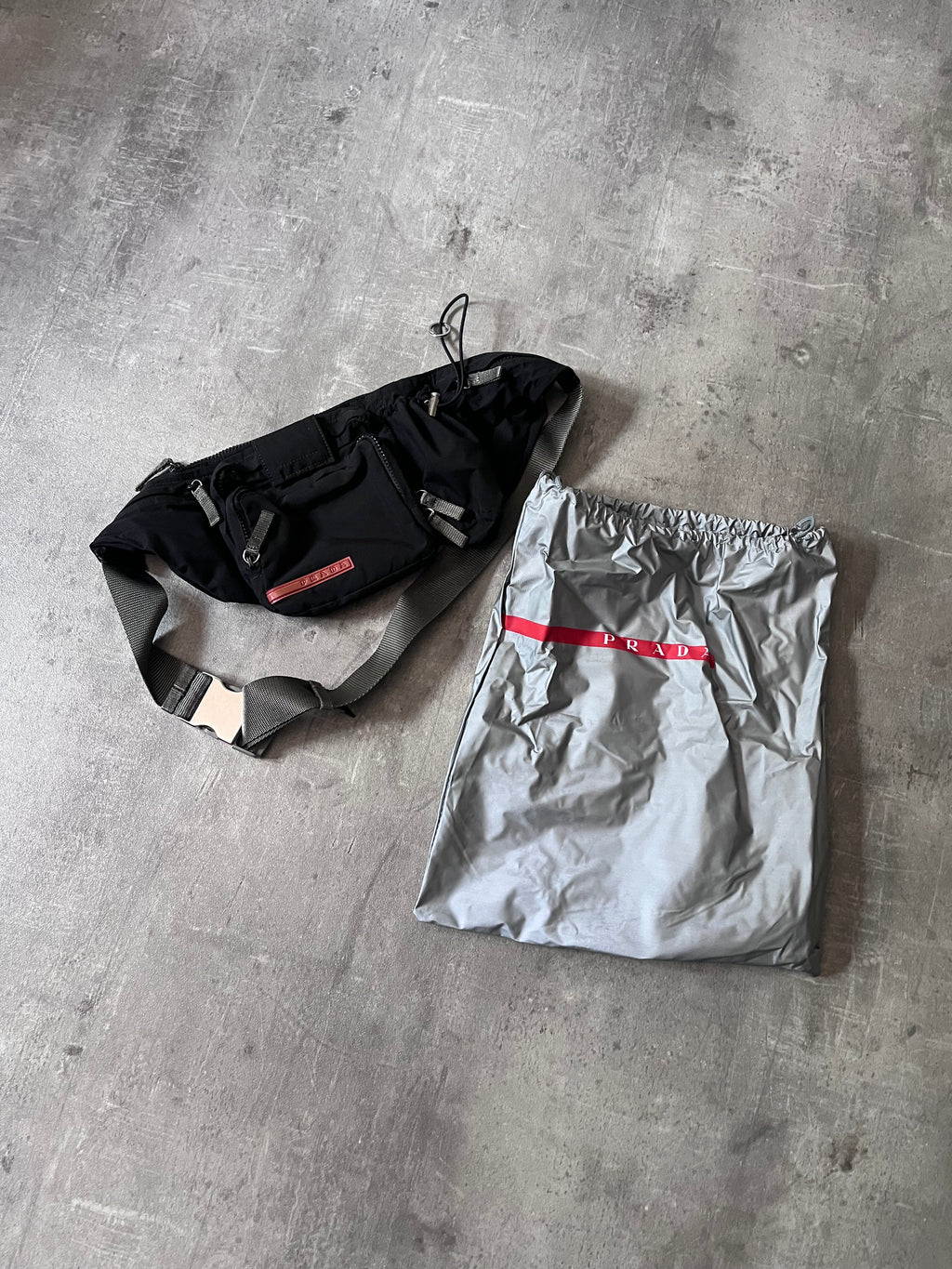 2000s Prada Utility Multi Pocket Belt Bag Black