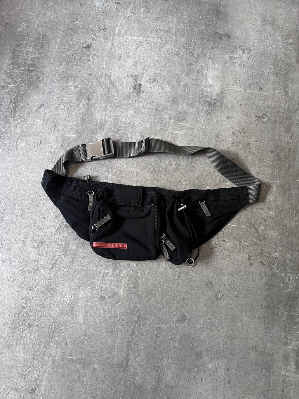 2000s Prada Utility Multi Pocket Belt Bag Black
