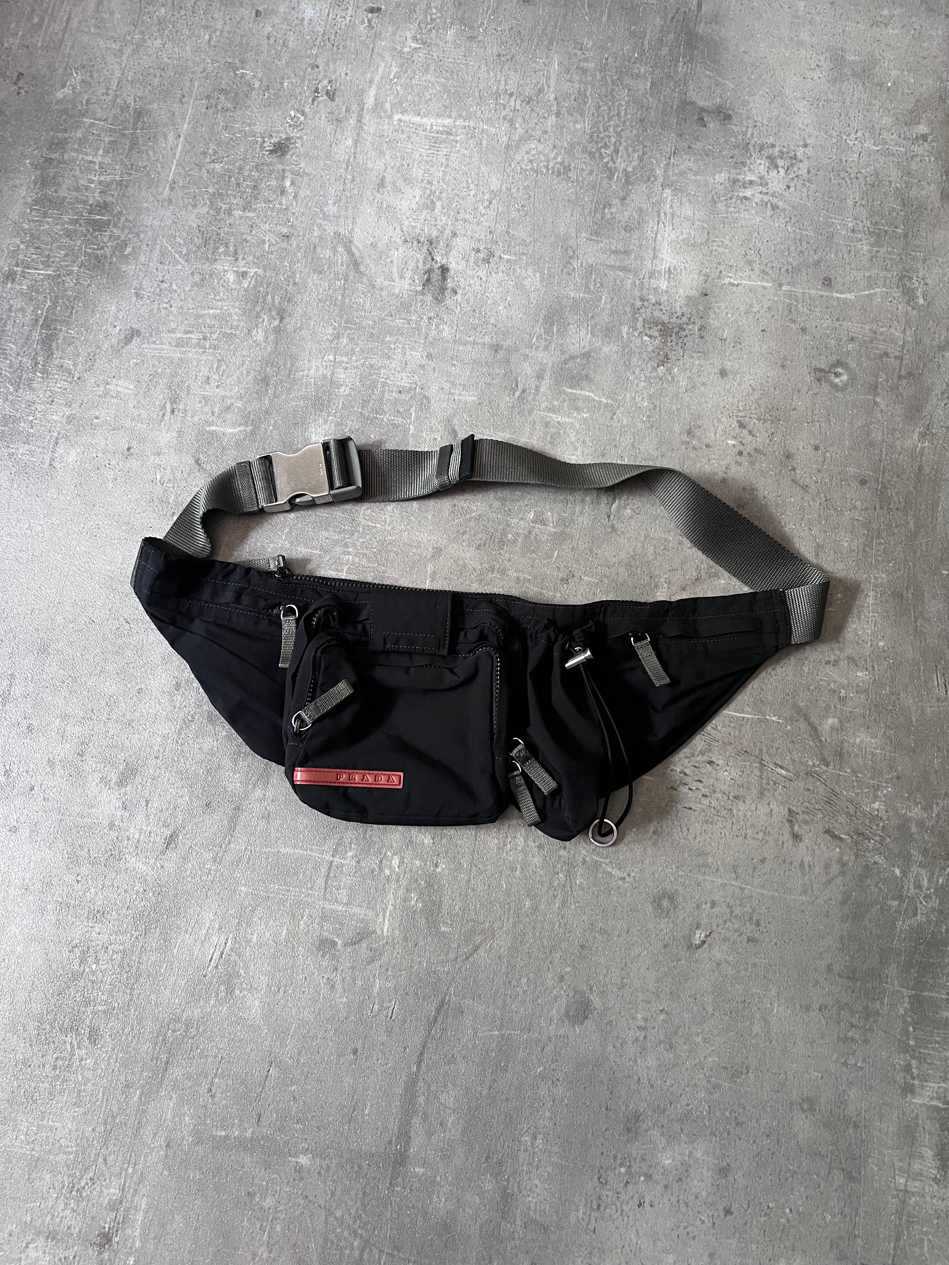 2000s Prada Utility Multi Pocket Belt Bag Black