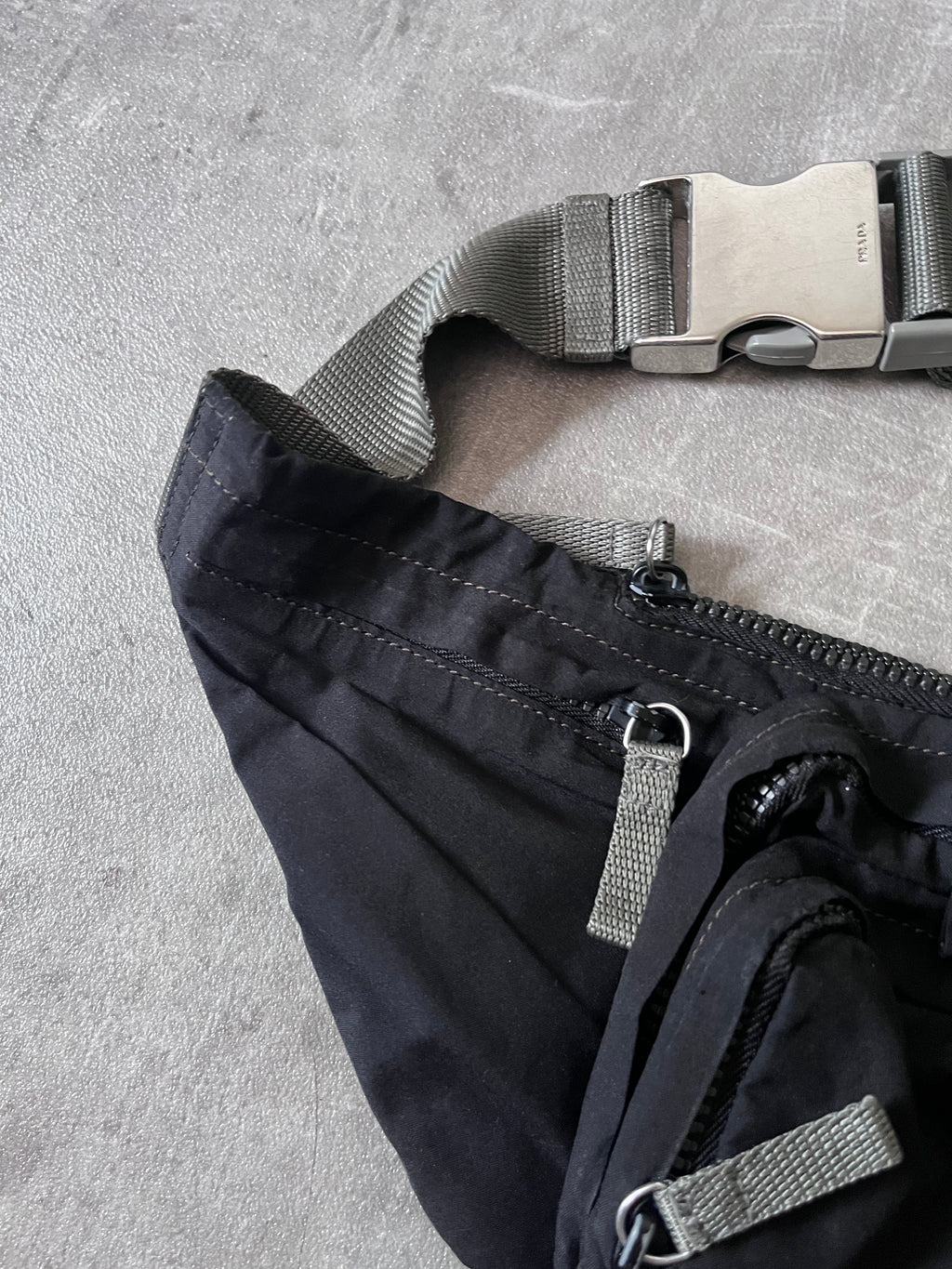 2000s Prada Utility Multi Pocket Belt Bag Black
