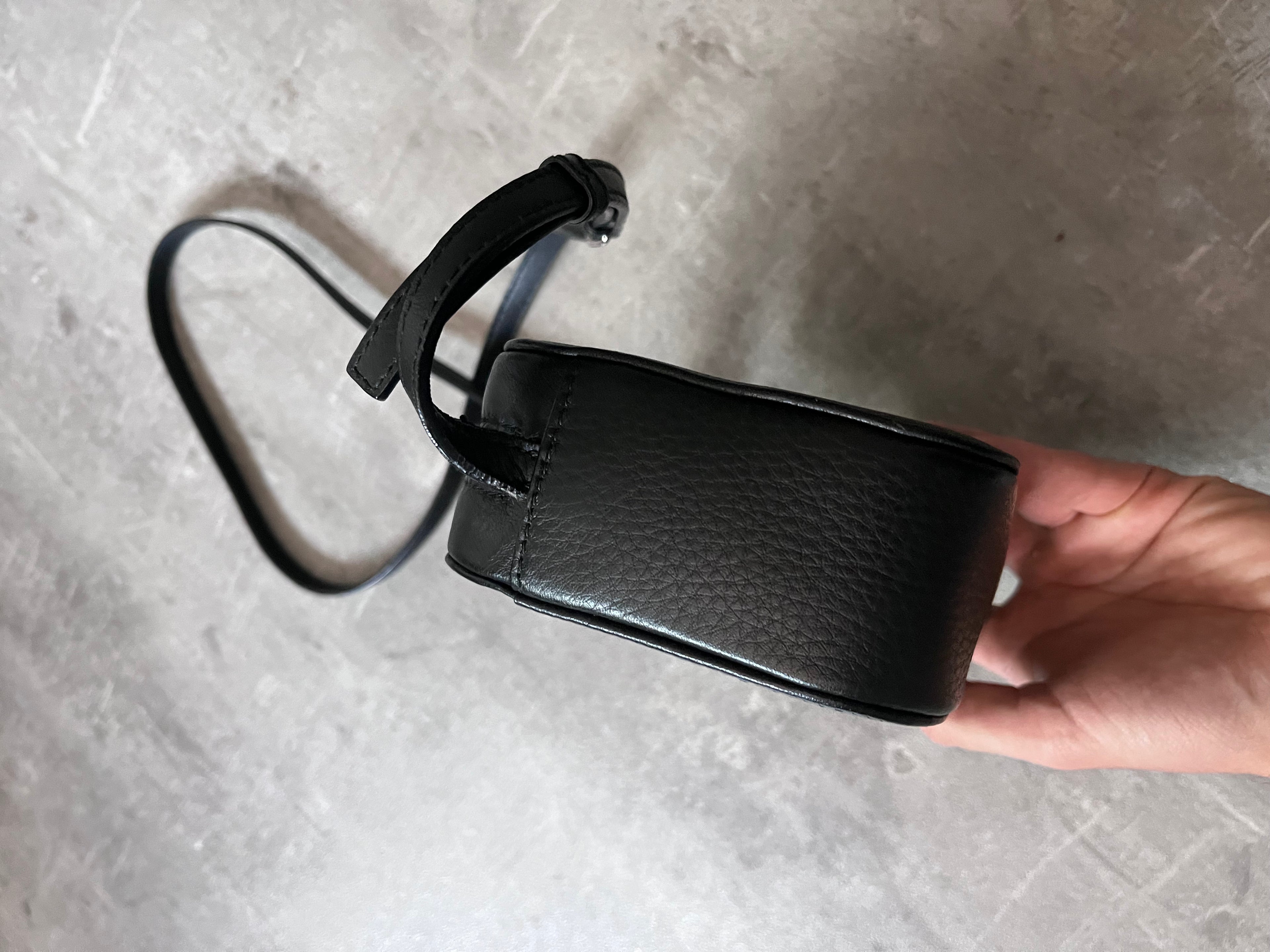 F/W 2018 Balenciaga Kitten Print Leather Shoulder Camer Bag Black