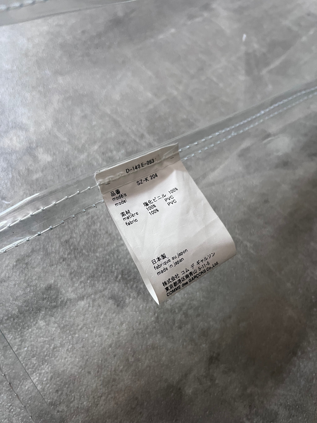 Comme des Garcons PVC Transparent Tote Bag