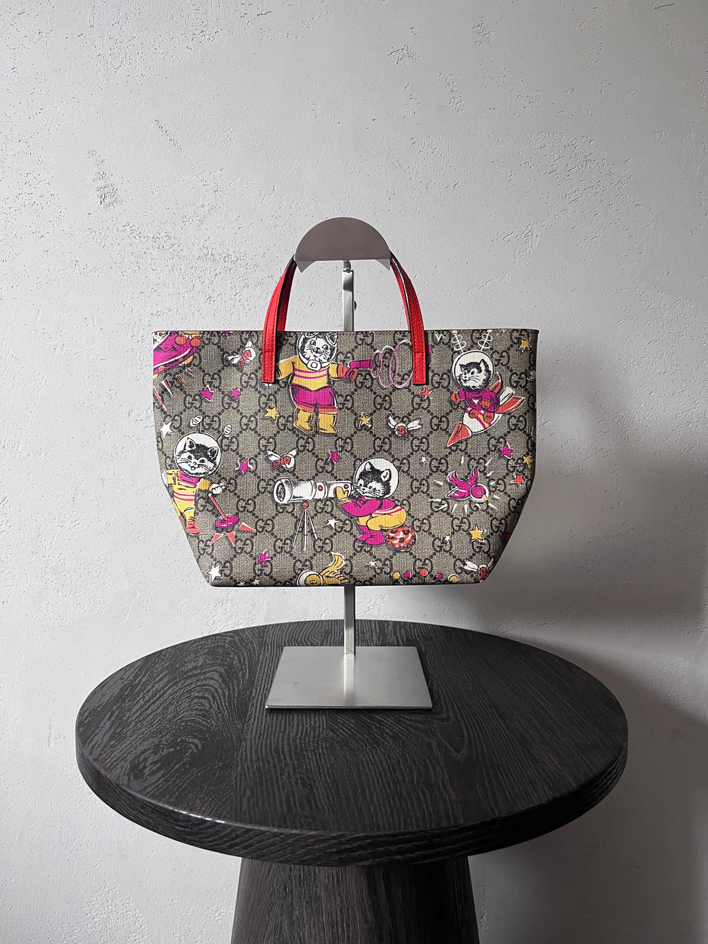 Gucci GG Monogram Space Cat Leather Small Tote Bag