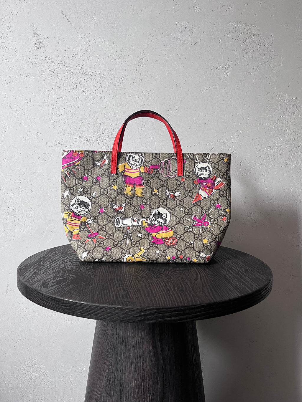 Gucci GG Monogram Space Cat Leather Small Tote Bag