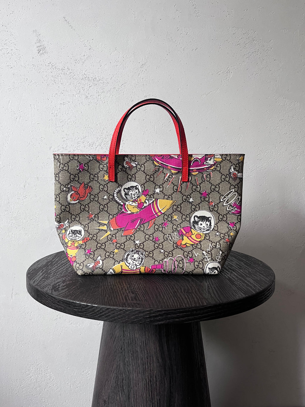 Gucci GG Monogram Space Cat Leather Small Tote Bag