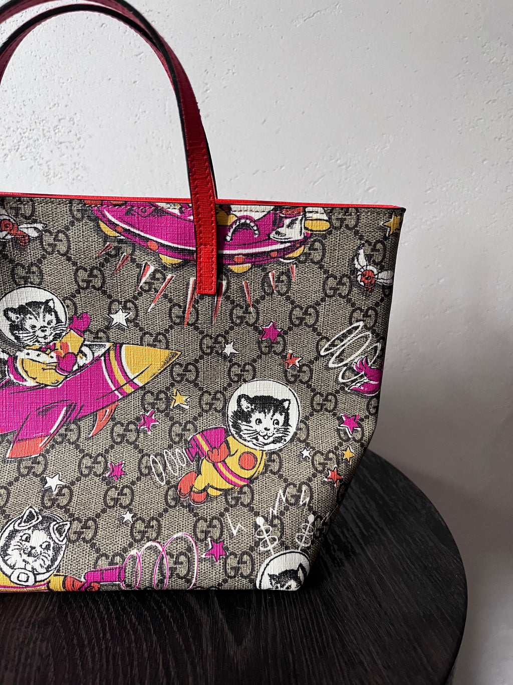 Gucci GG Monogram Space Cat Leather Small Tote Bag