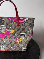Gucci GG Monogram Space Cat Leather Small Tote Bag