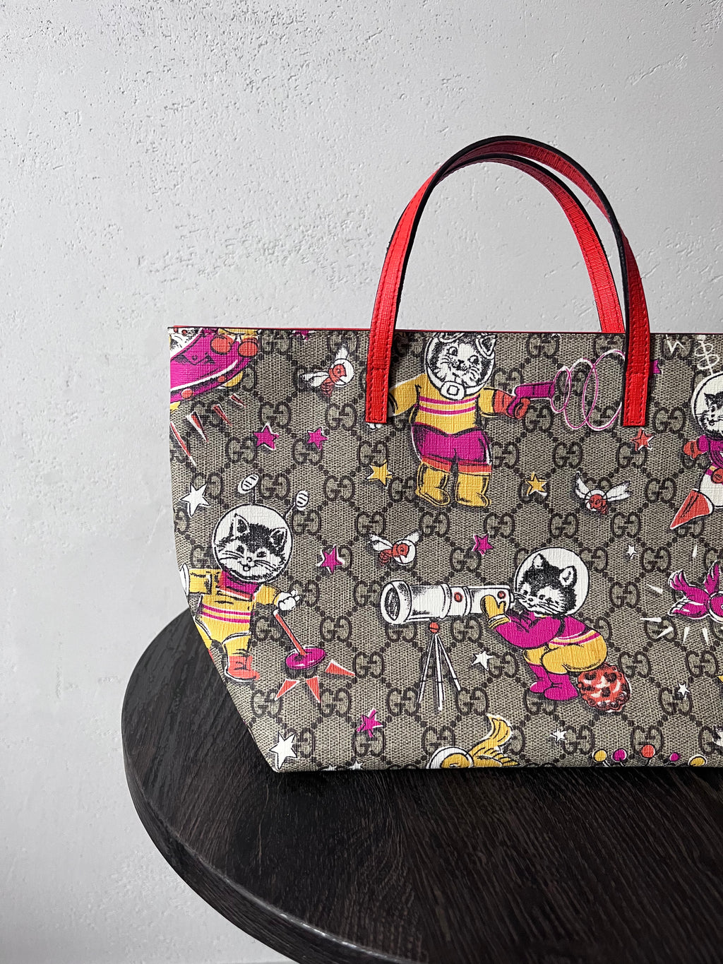 Gucci GG Monogram Space Cat Leather Small Tote Bag
