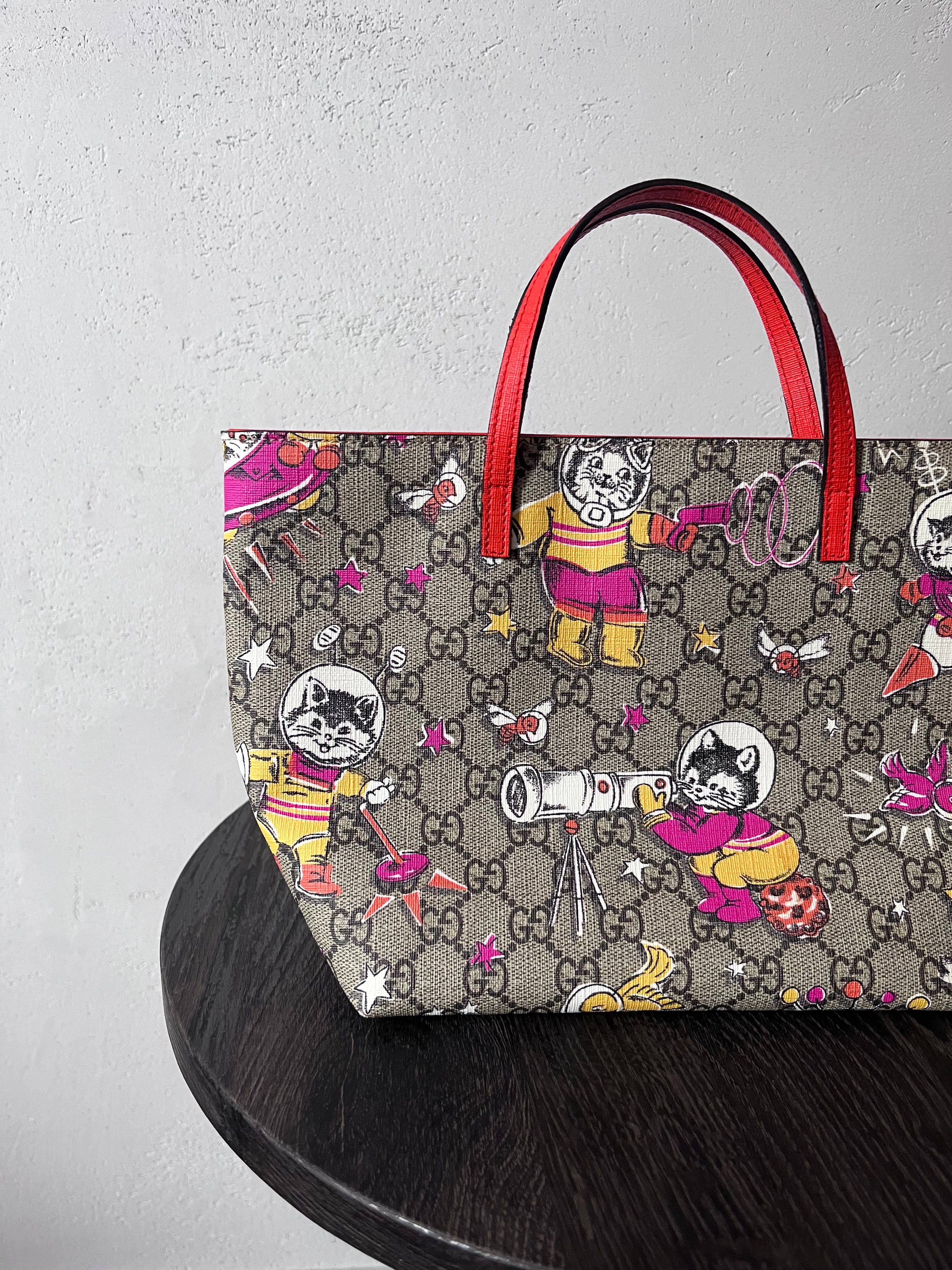 Gucci GG Monogram Space Cat Leather Small Tote Bag