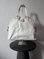 2000s Yves Saint Laurent Rive Gauche Muse Leather Handbag White
