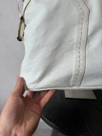 2000s Yves Saint Laurent Rive Gauche Muse Leather Handbag White