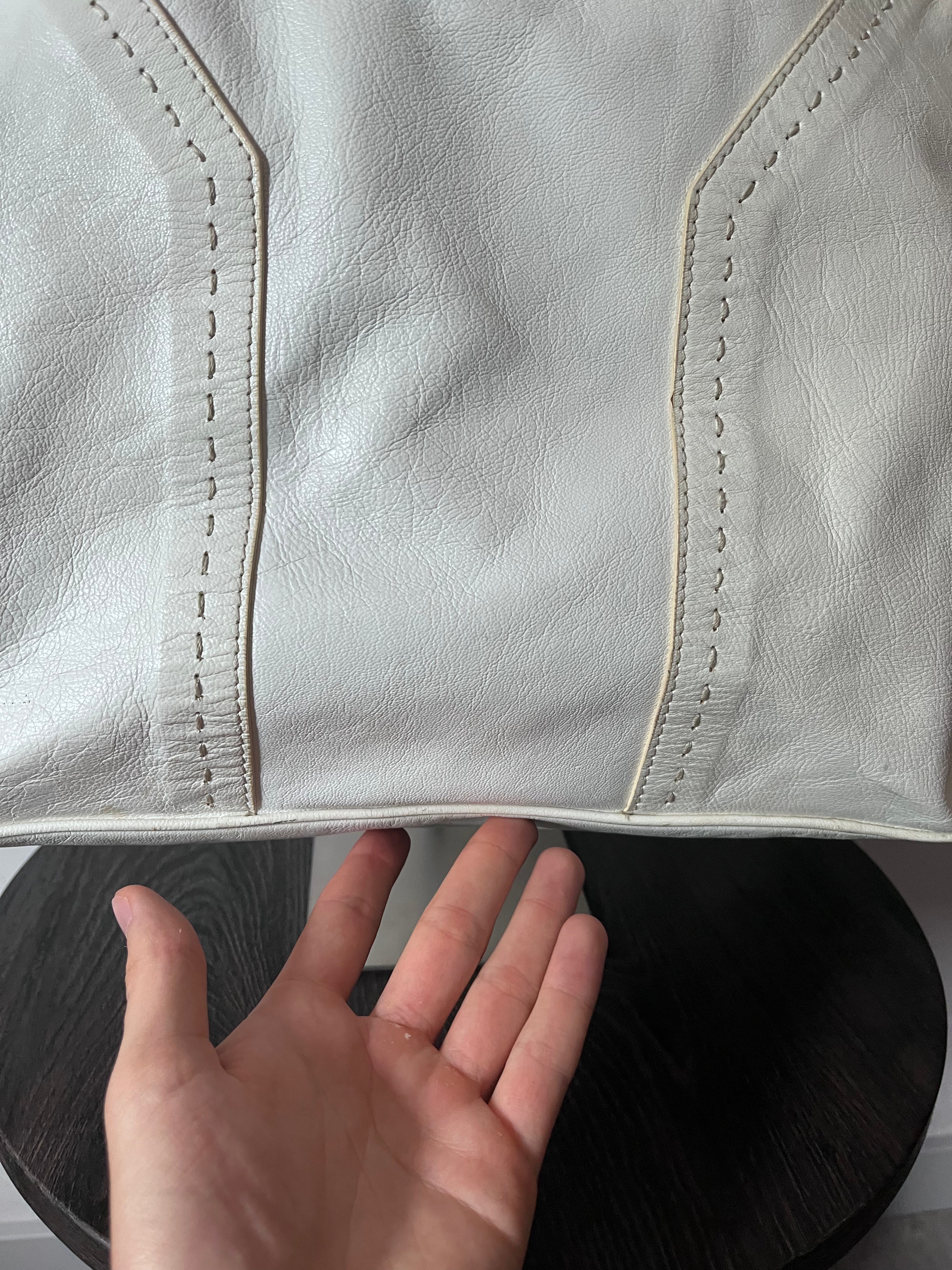 2000s Yves Saint Laurent Rive Gauche Muse Leather Handbag White