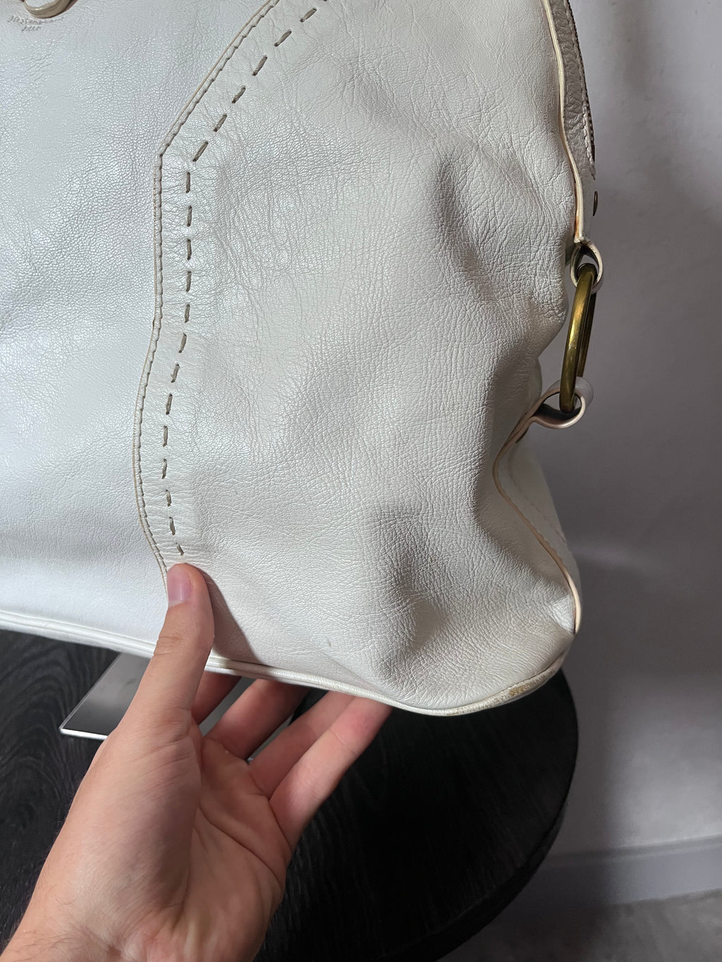 2000s Yves Saint Laurent Rive Gauche Muse Leather Handbag White