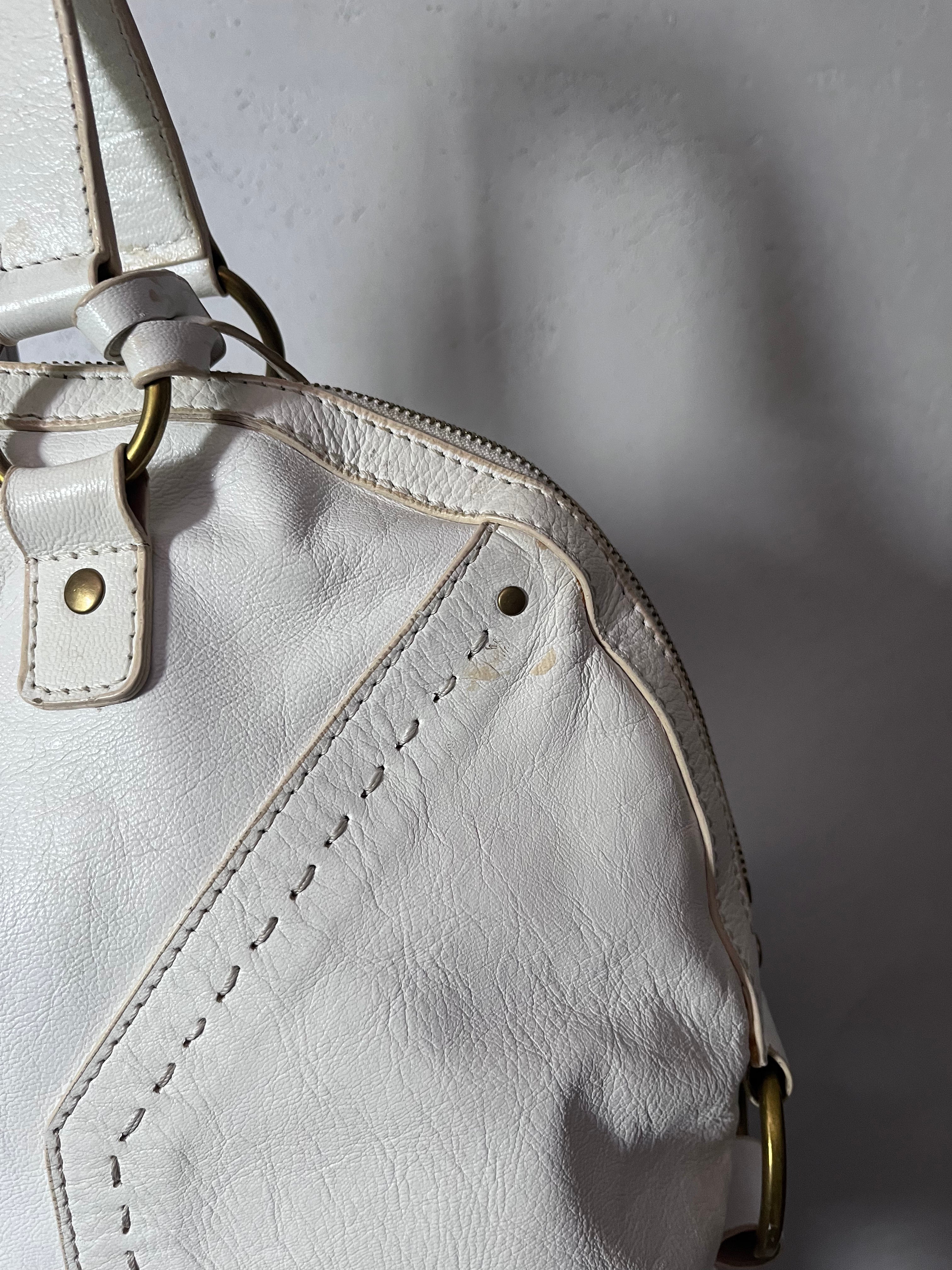 2000s Yves Saint Laurent Rive Gauche Muse Leather Handbag White
