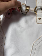 2000s Yves Saint Laurent Rive Gauche Muse Leather Handbag White