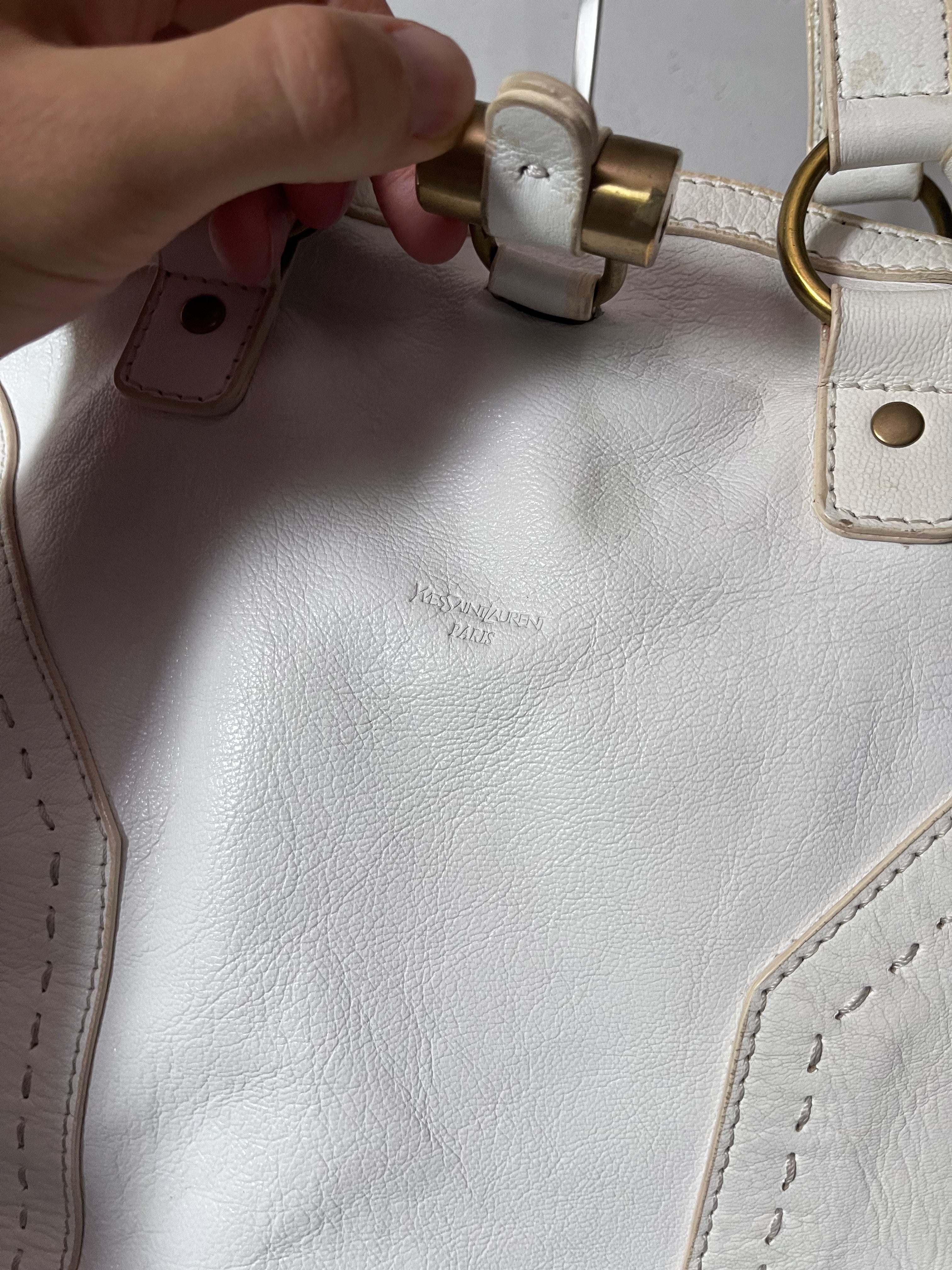 2000s Yves Saint Laurent Rive Gauche Muse Leather Handbag White