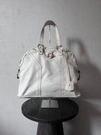 2000s Yves Saint Laurent Rive Gauche Muse Leather Handbag White