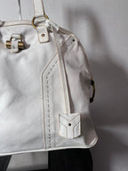 2000s Yves Saint Laurent Rive Gauche Muse Leather Handbag White