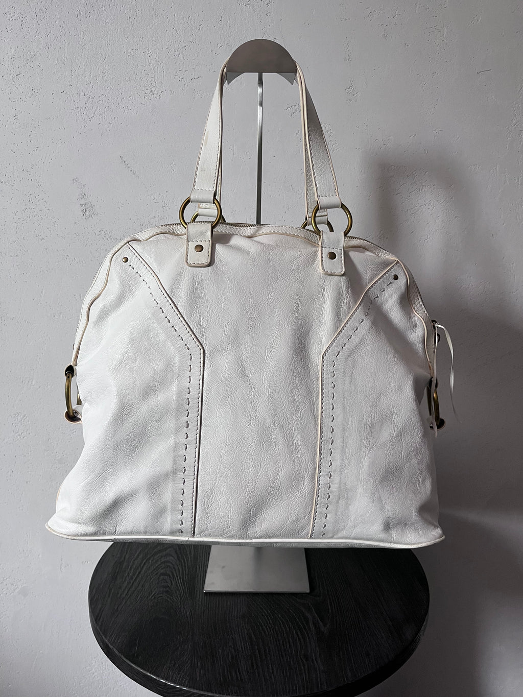 2000s Yves Saint Laurent Rive Gauche Muse Leather Handbag White