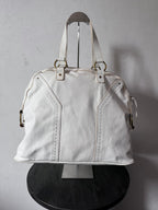 2000s Yves Saint Laurent Rive Gauche Muse Leather Handbag White