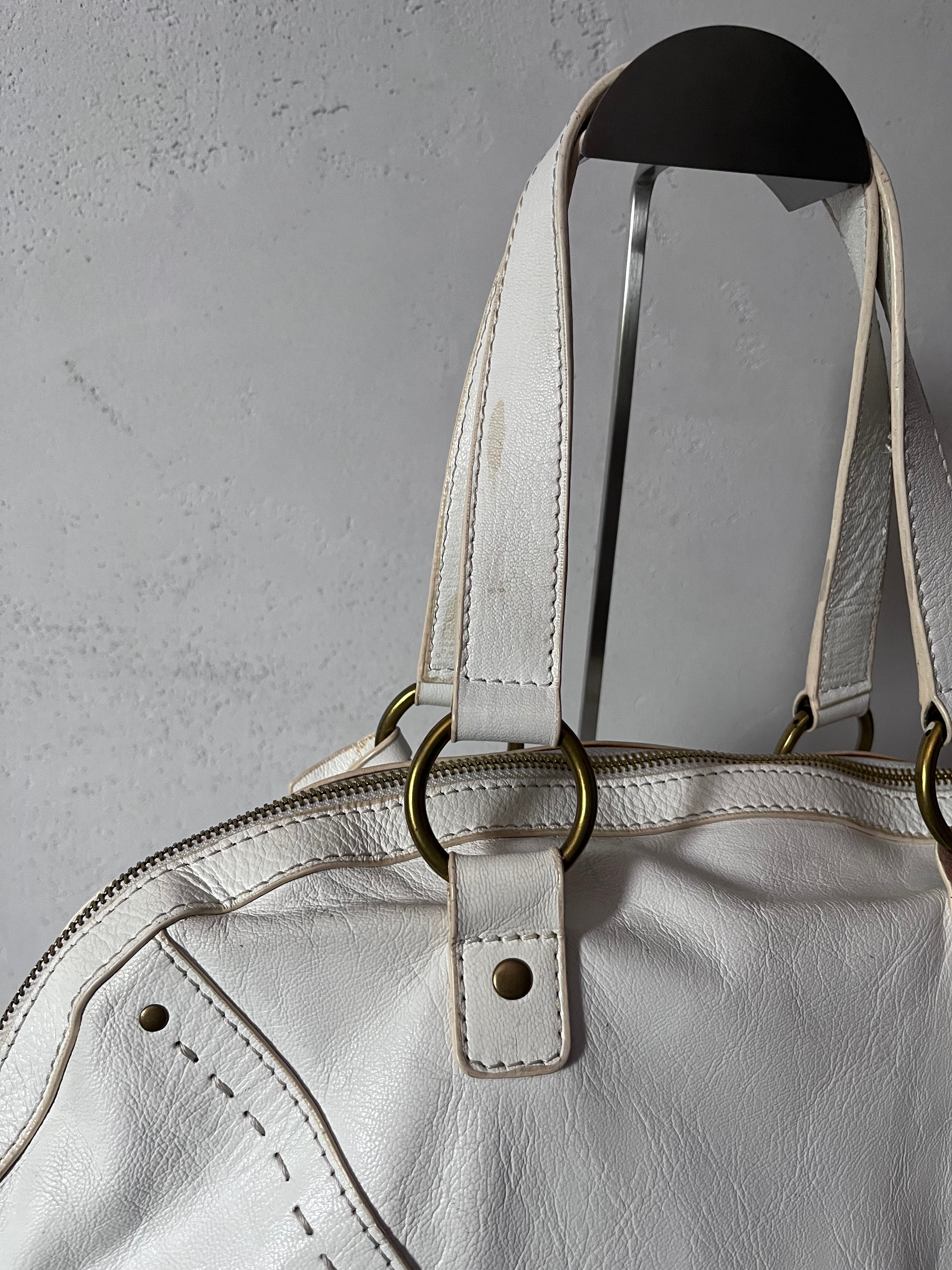 2000s Yves Saint Laurent Rive Gauche Muse Leather Handbag White