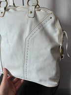 2000s Yves Saint Laurent Rive Gauche Muse Leather Handbag White