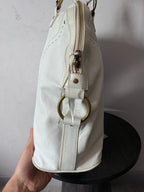 2000s Yves Saint Laurent Rive Gauche Muse Leather Handbag White