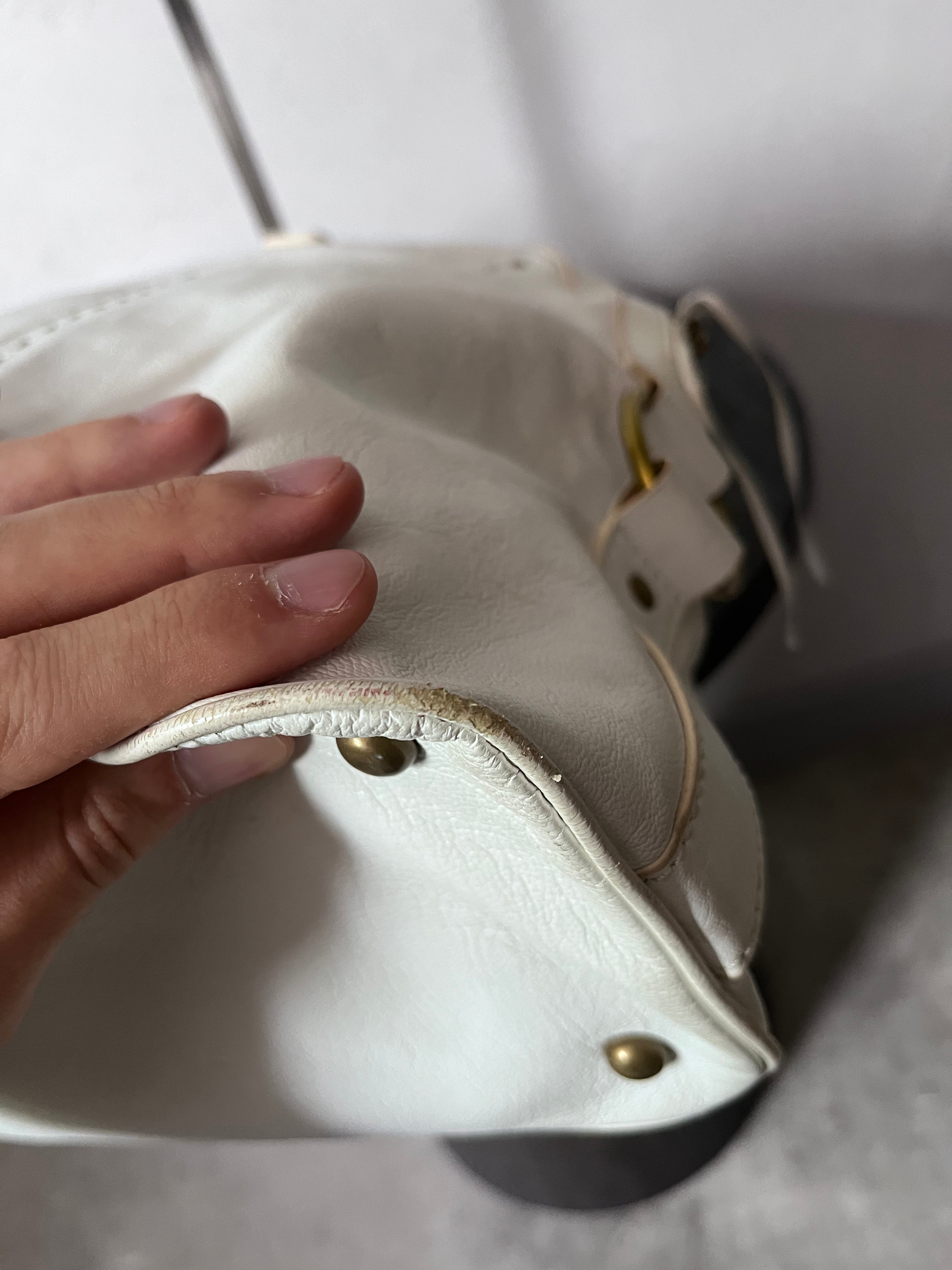 2000s Yves Saint Laurent Rive Gauche Muse Leather Handbag White