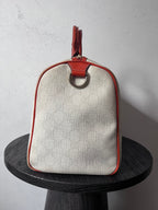 Gucci Limited Edition GG Supreme Boston Canvas Handbag White Red