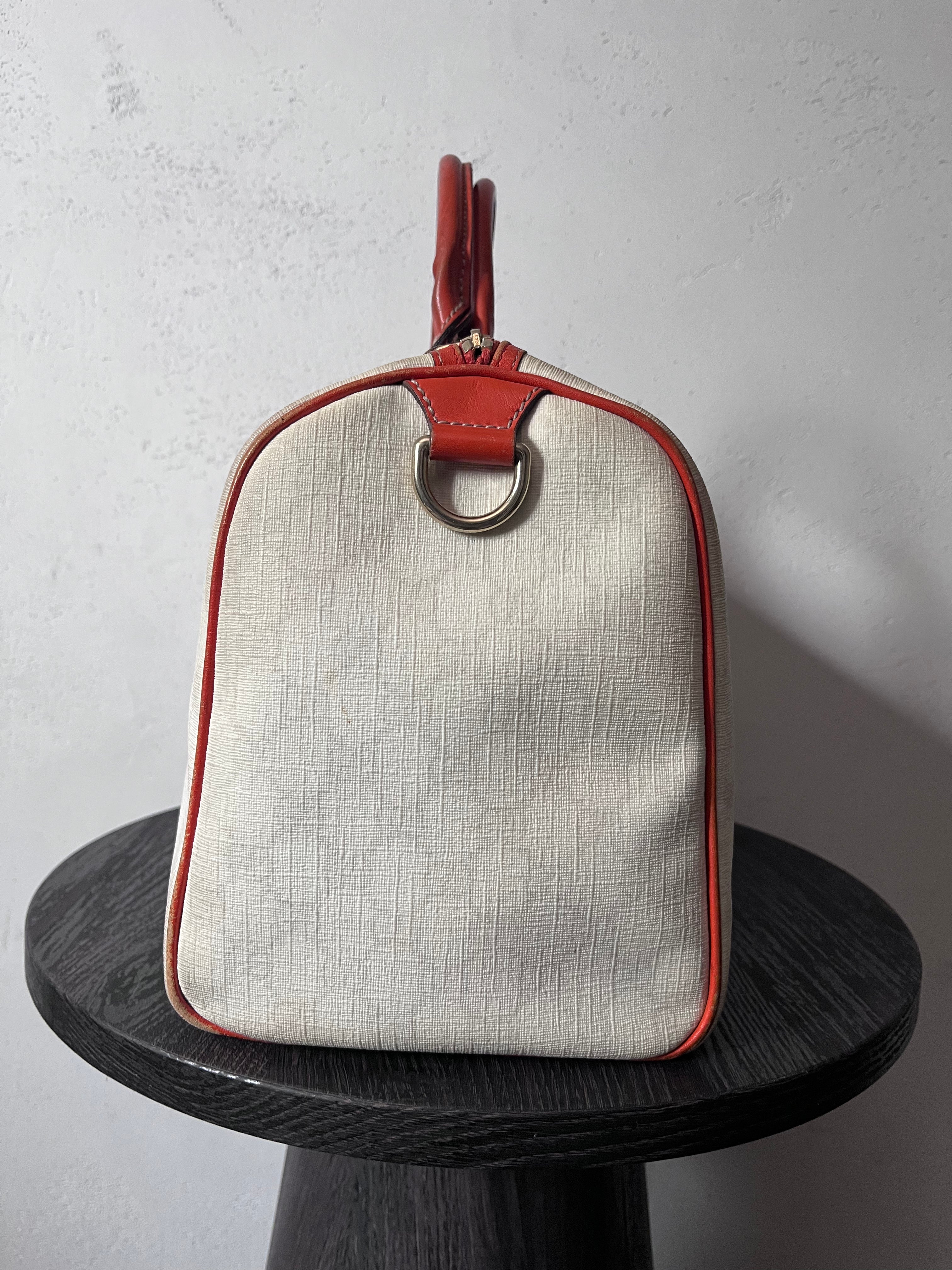 Gucci Limited Edition GG Supreme Boston Canvas Handbag White Red