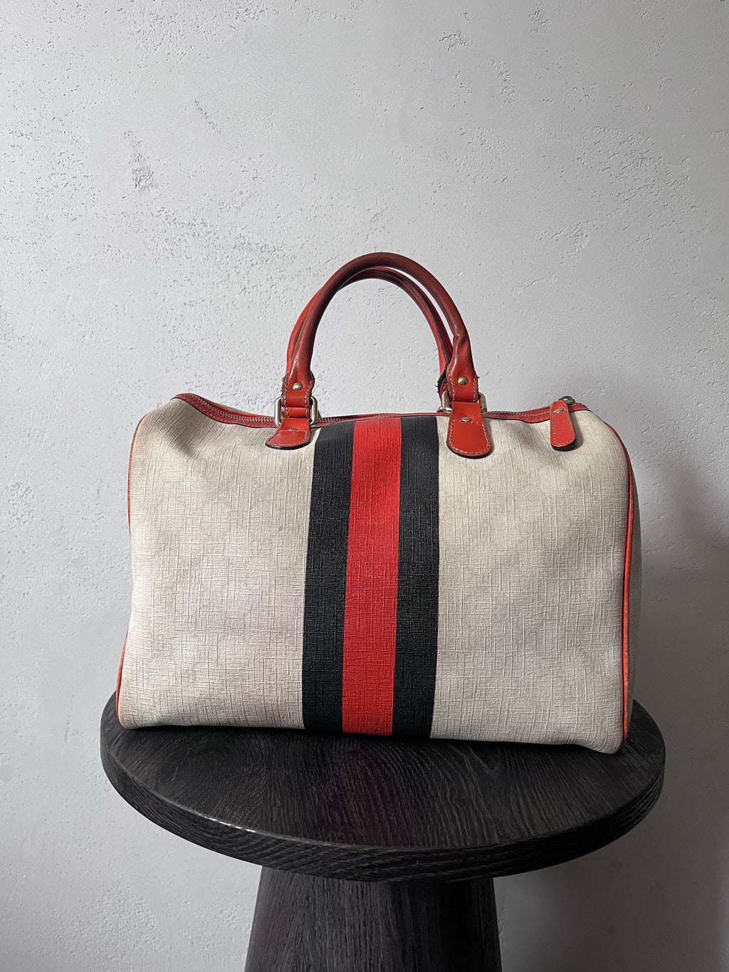 Gucci Limited Edition GG Supreme Boston Canvas Handbag White Red