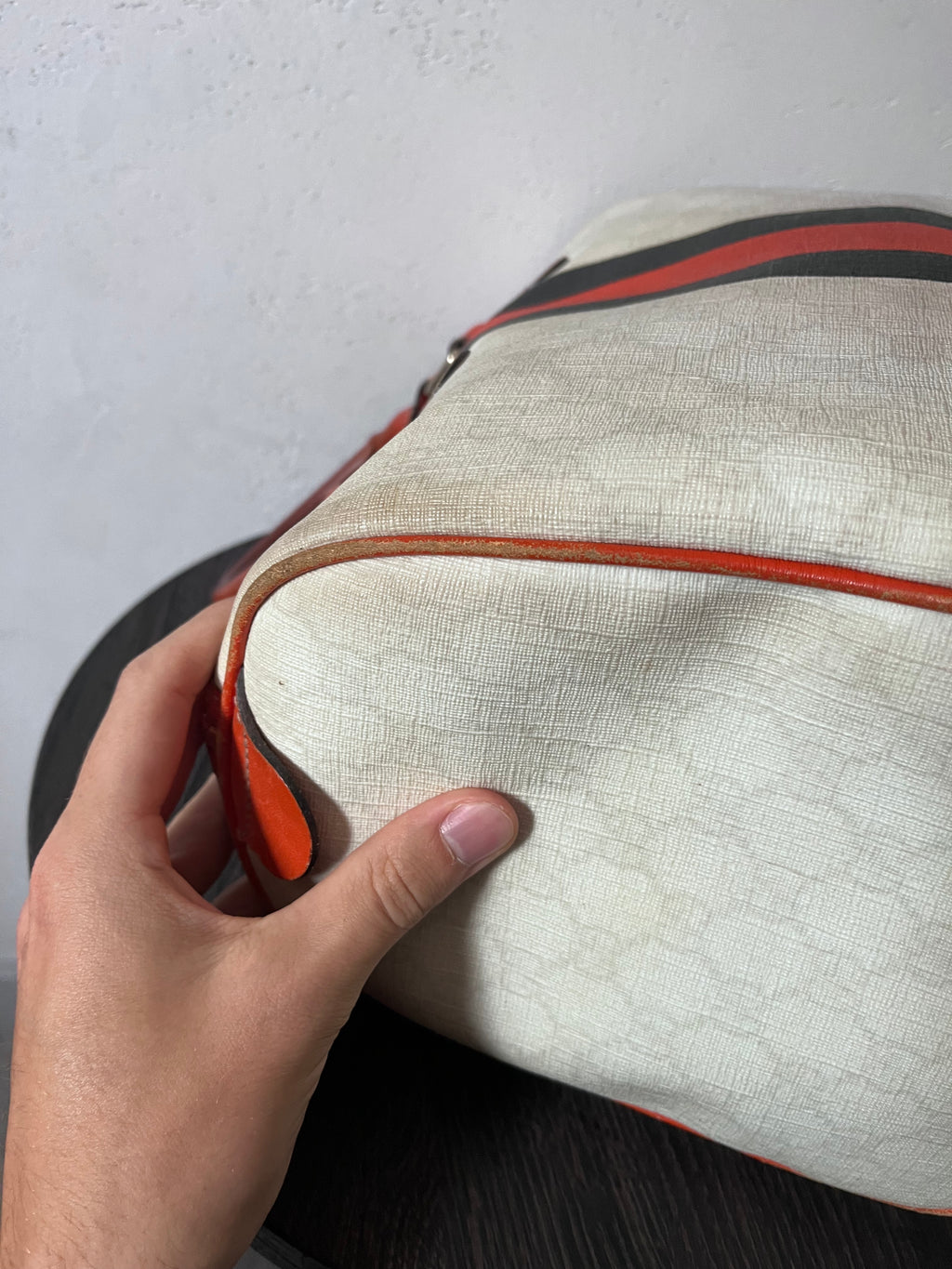 Gucci Limited Edition GG Supreme Boston Canvas Handbag White Red