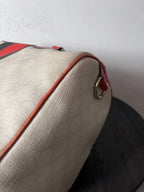 Gucci Limited Edition GG Supreme Boston Canvas Handbag White Red