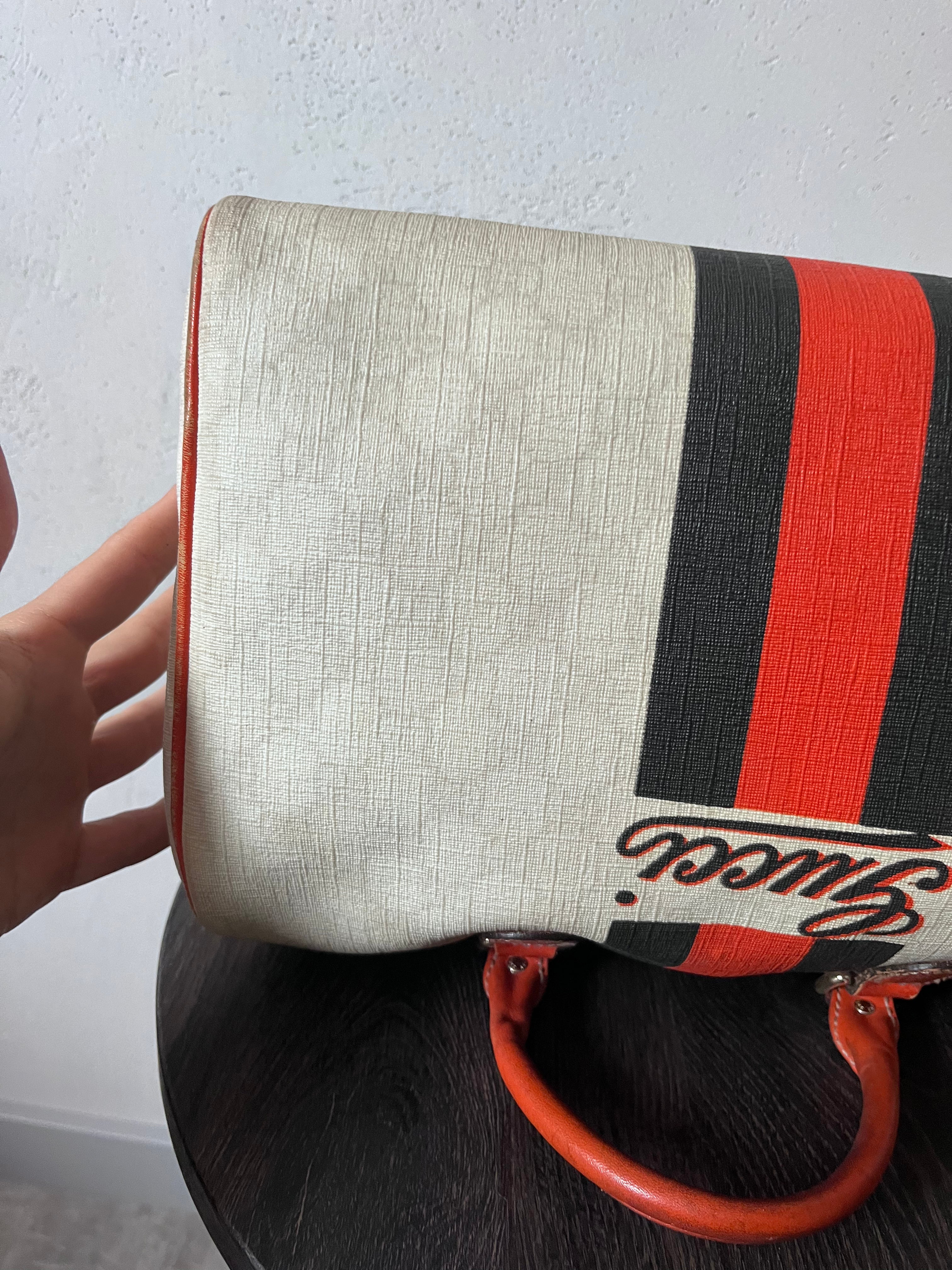 Gucci Limited Edition GG Supreme Boston Canvas Handbag White Red
