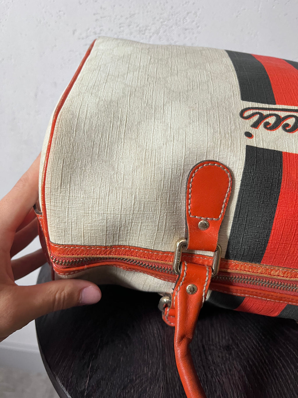 Gucci Limited Edition GG Supreme Boston Canvas Handbag White Red