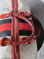 Gucci Limited Edition GG Supreme Boston Canvas Handbag White Red
