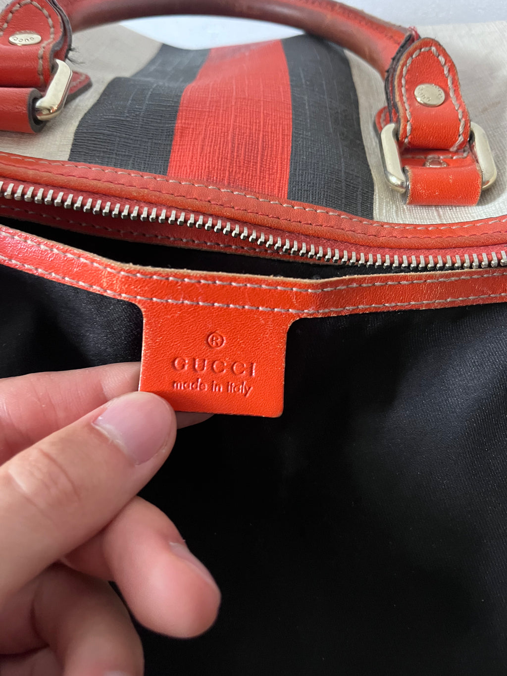 Gucci Limited Edition GG Supreme Boston Canvas Handbag White Red