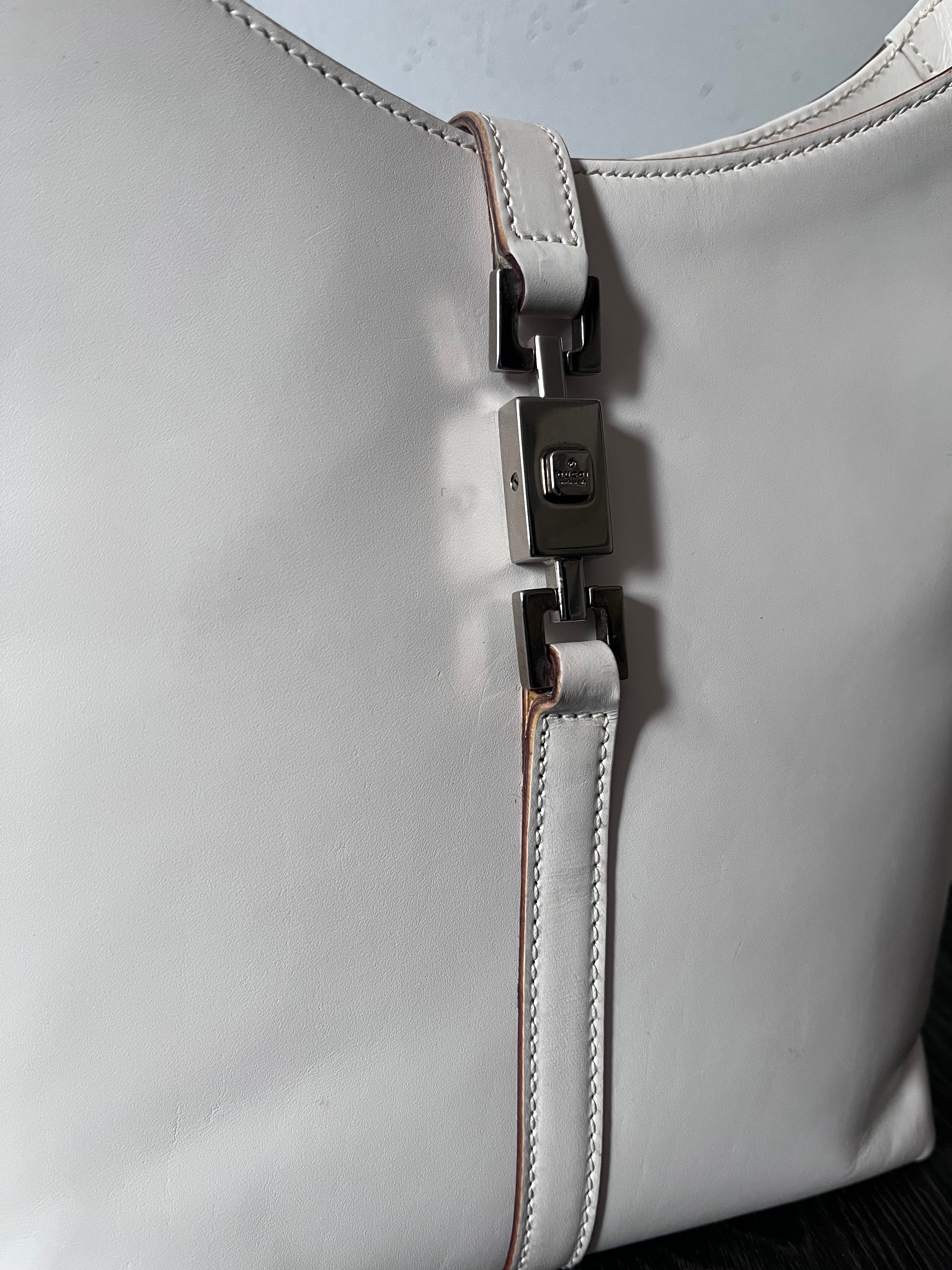 2000s Gucci by Tom Ford Jackie Shoulder Bag White