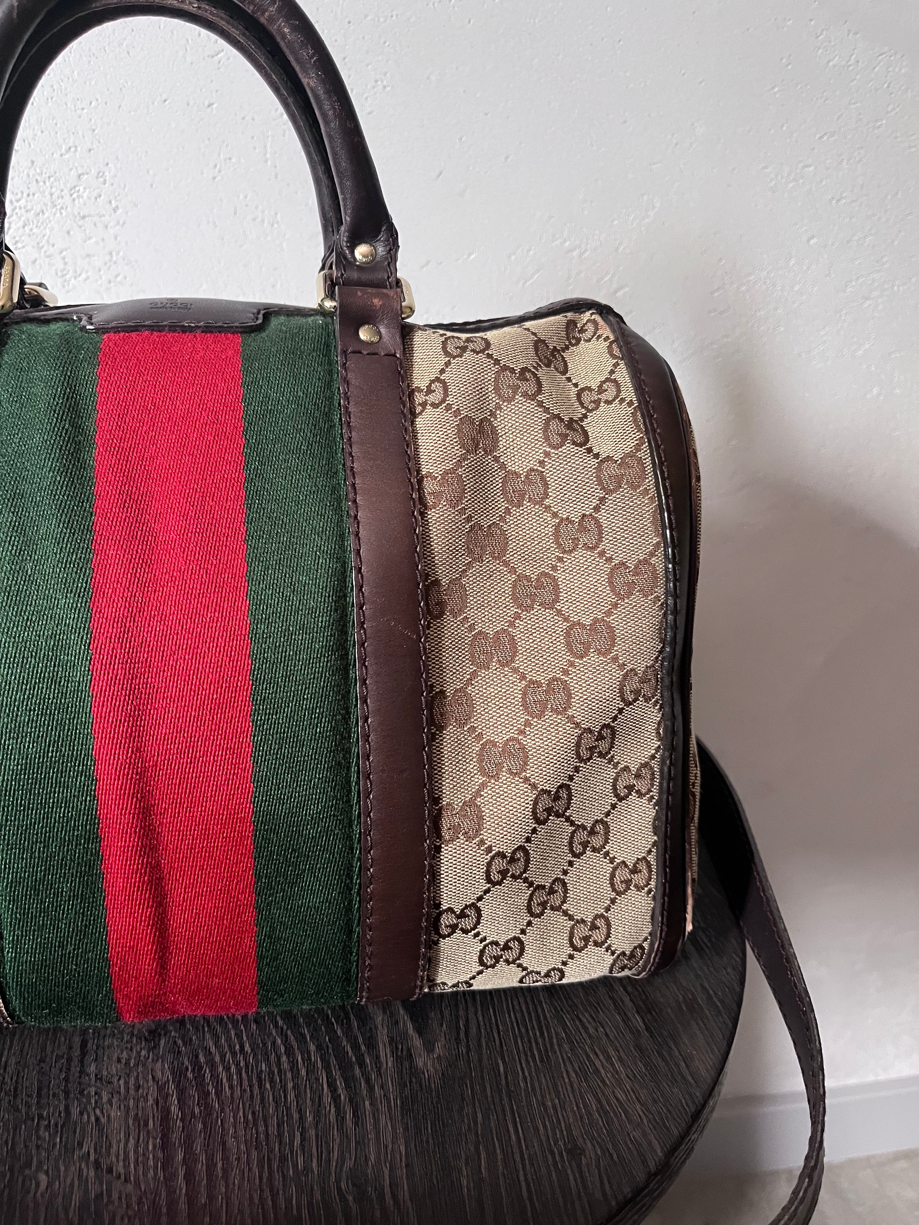 Gucci GG Monogram Canvas Boston Bag Brown Beige