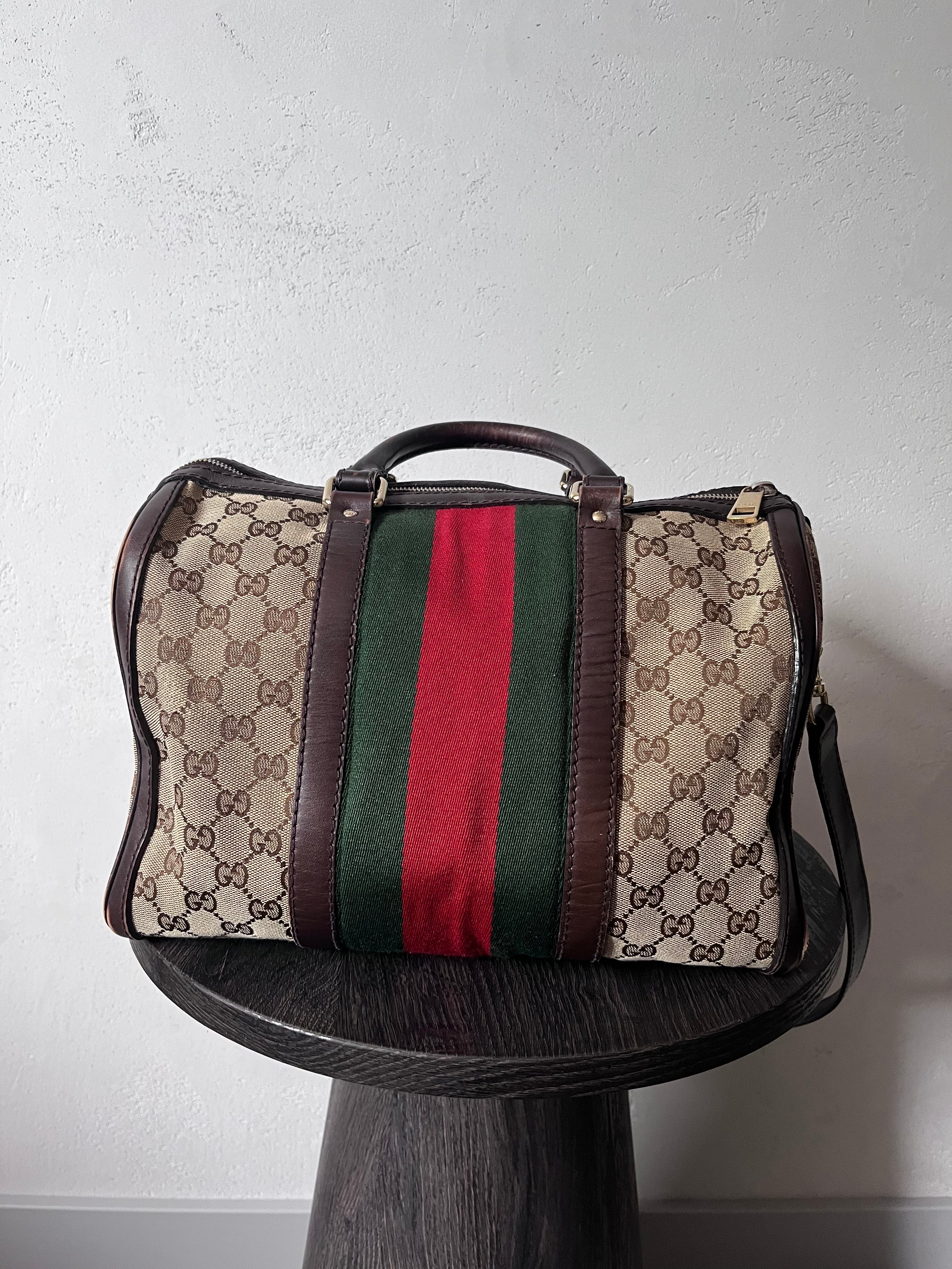 Gucci GG Monogram Canvas Boston Bag Brown Beige