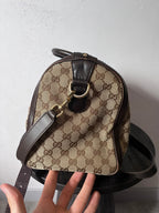 Gucci GG Monogram Canvas Boston Bag Brown Beige