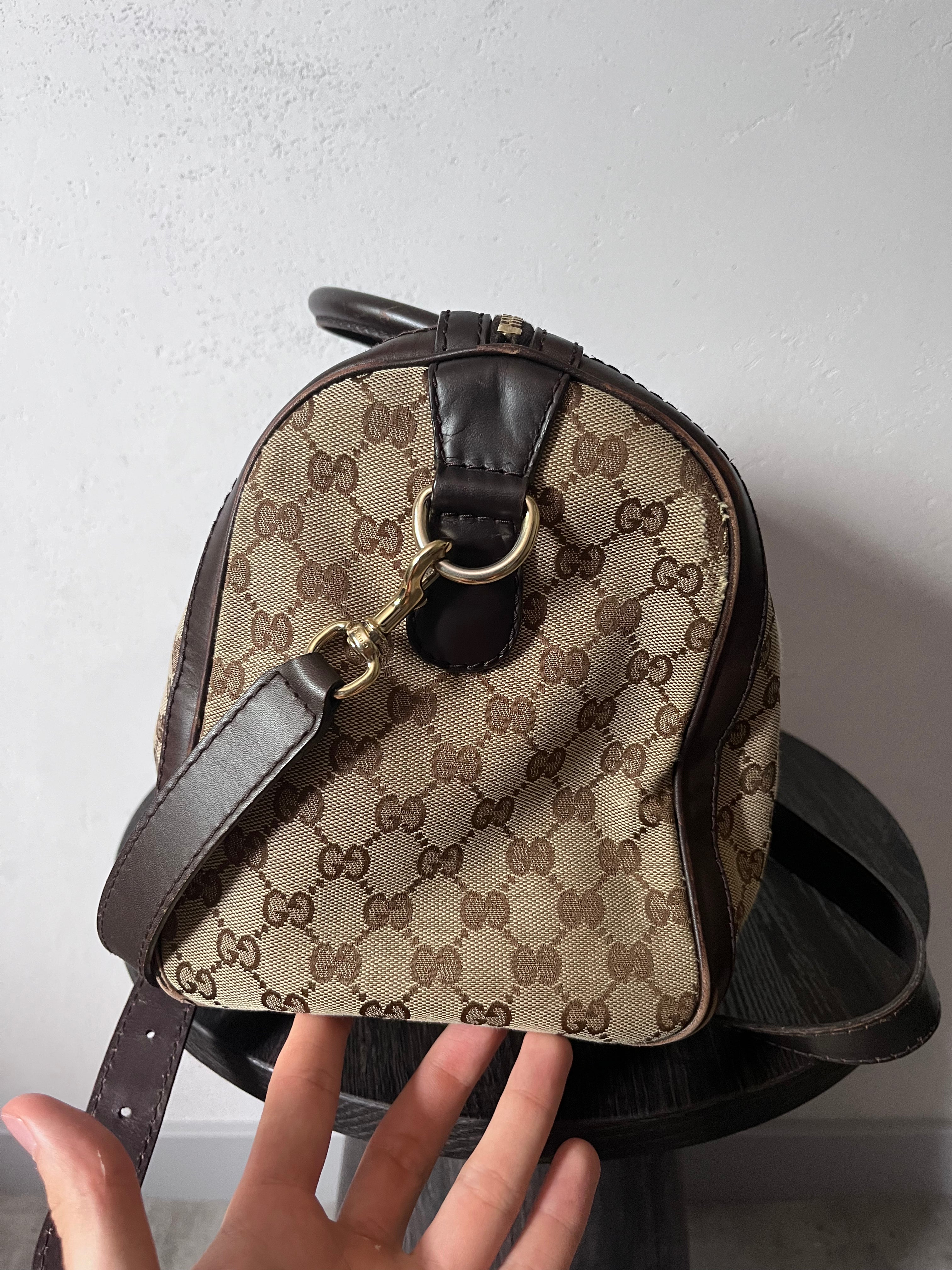 Gucci GG Monogram Canvas Boston Bag Brown Beige