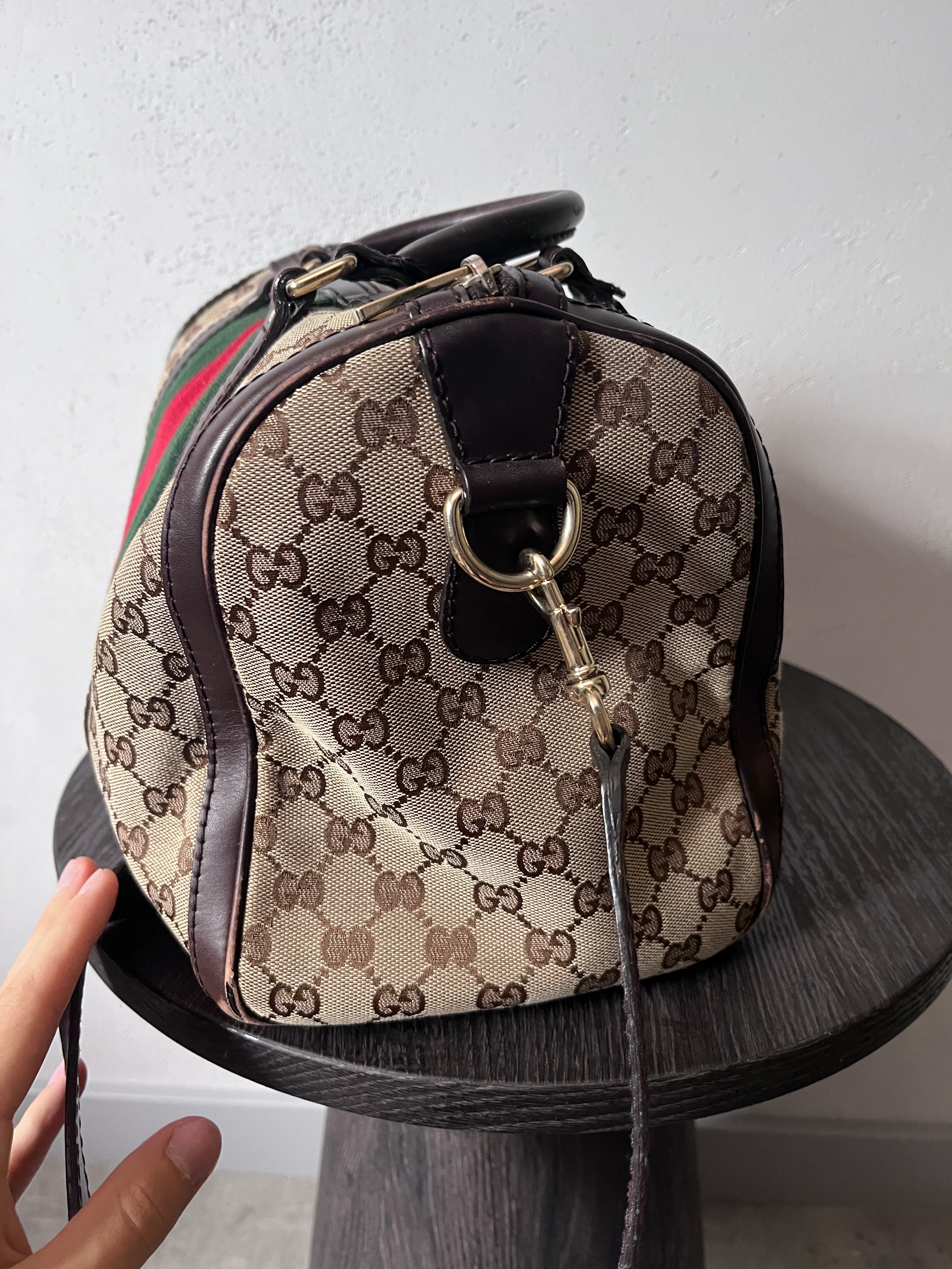 Gucci GG Monogram Canvas Boston Bag Brown Beige